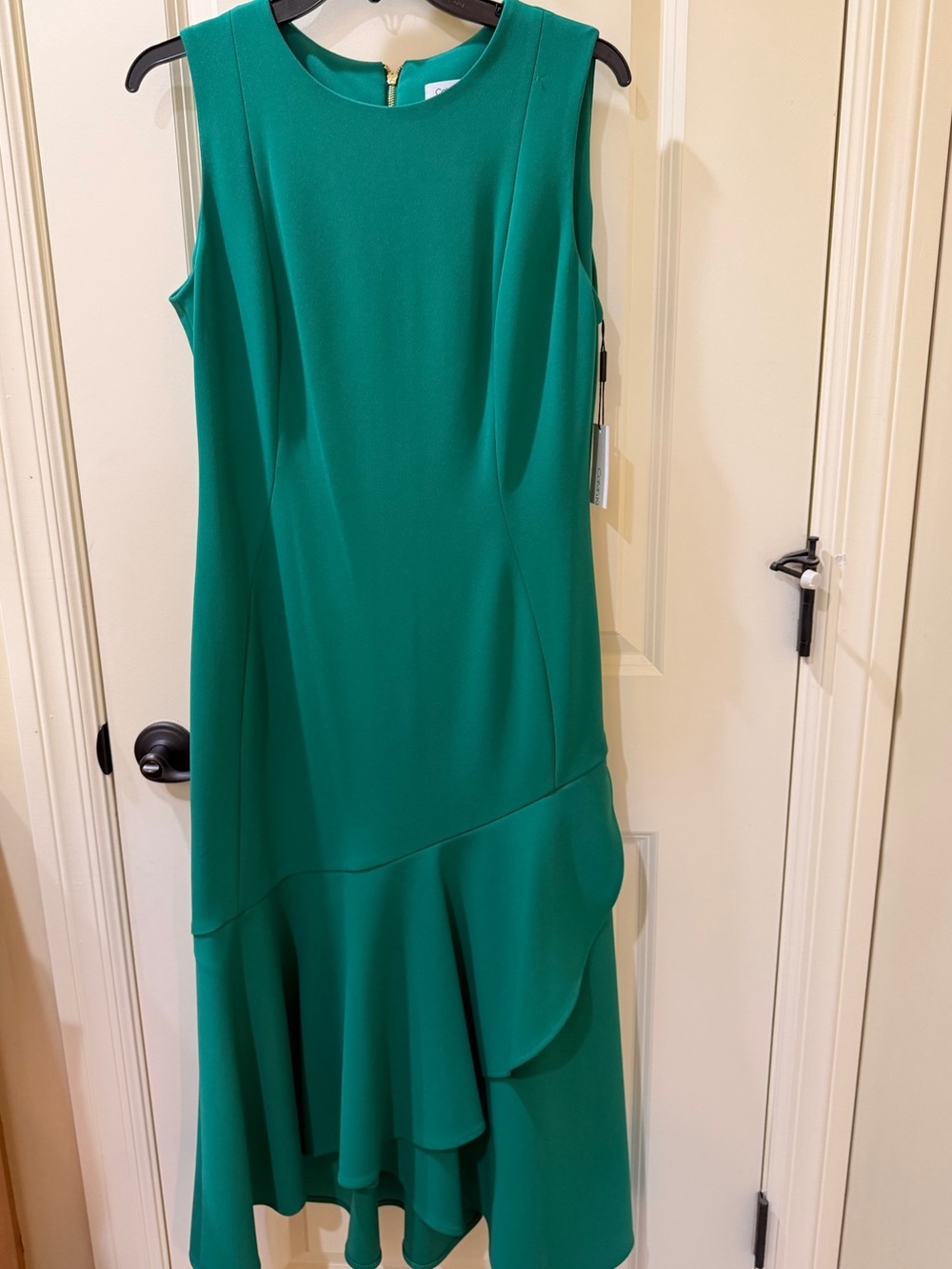 Calvin Klein Teal Green Sleeveless Ruffle Hem Fit & Flare Dress size 10